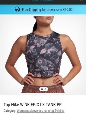 Nike Epic Lux Printed Running Crop Top - Women’s Medium